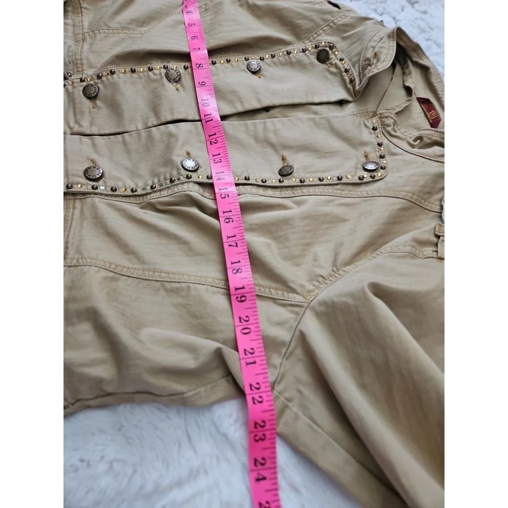 ZD Jacket Womens Plus Size 18 Khaki Tan Military Band Studded Utility Boho Chic